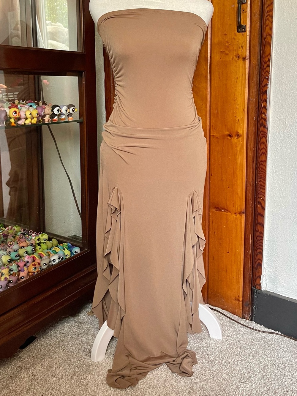 Light Brown Rue21 Dress Side Ruffle Details Size S-M